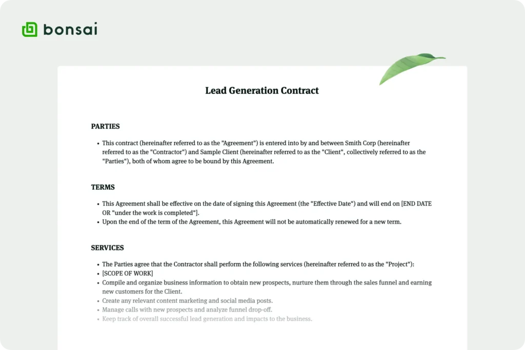 Lead Generation Contract