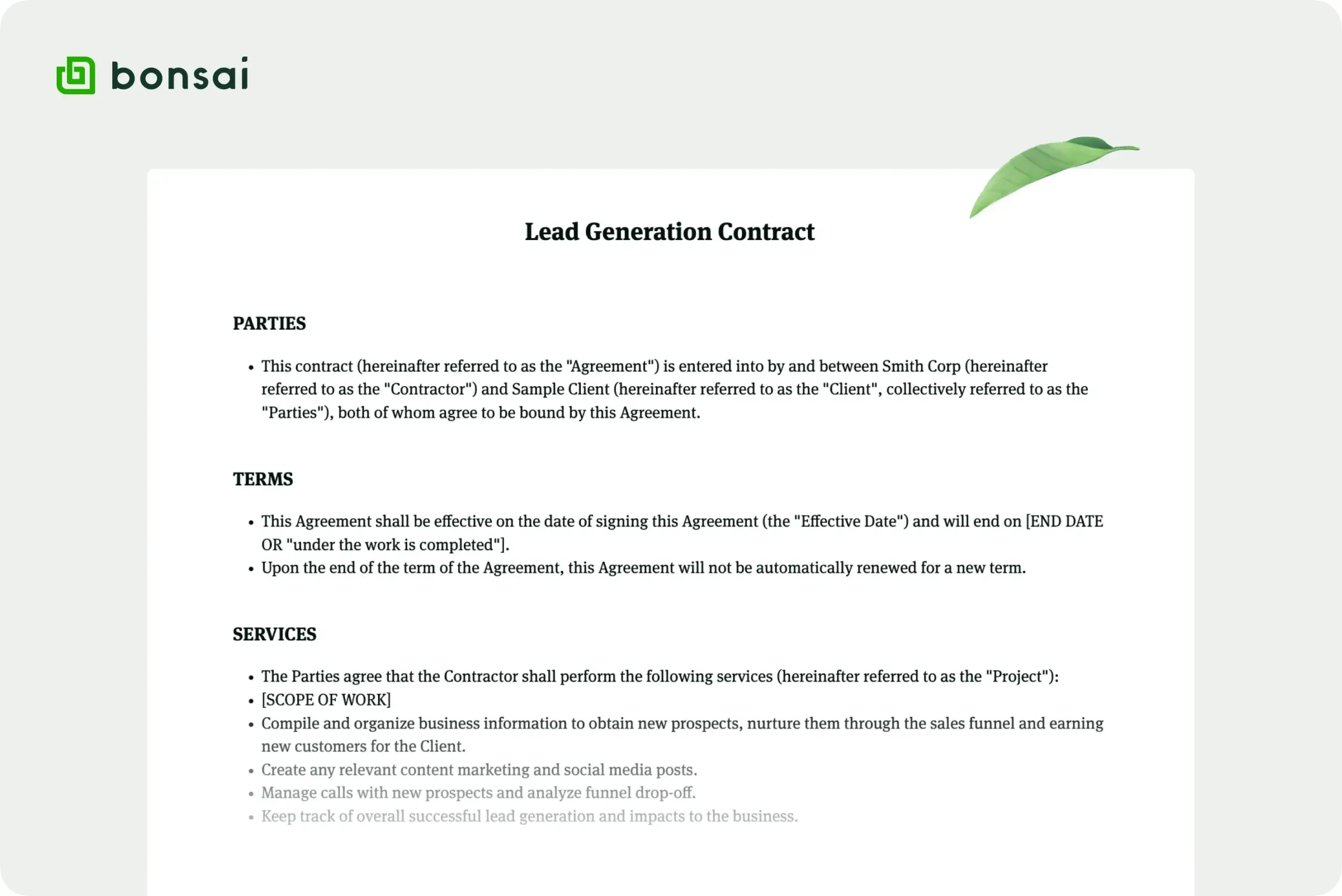 Lead Generation Contract