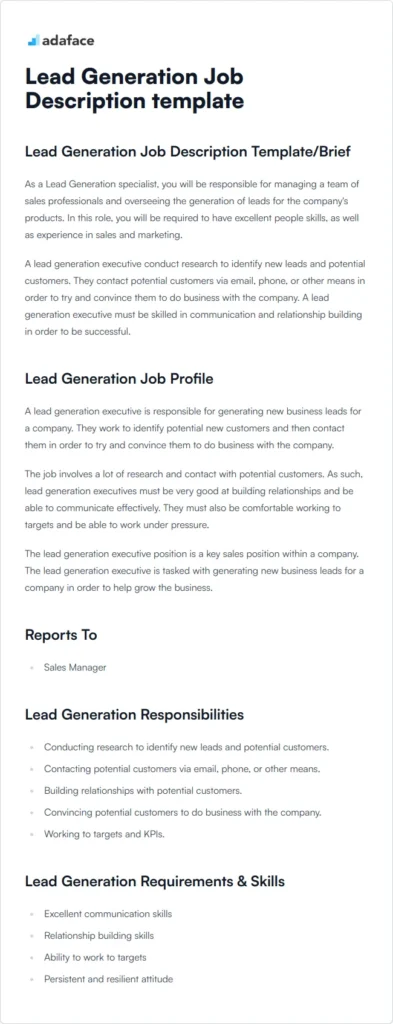 Lead Generation Roles