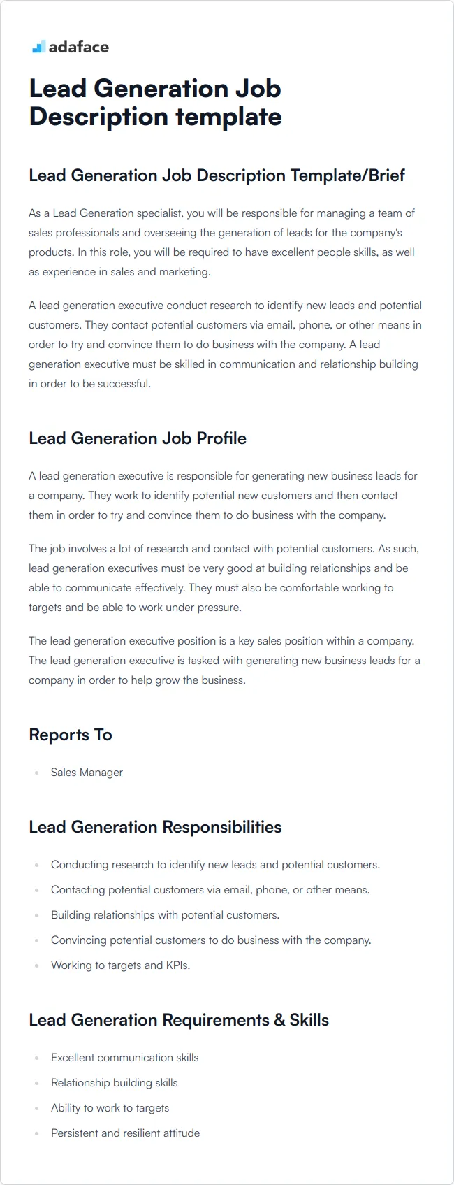 Lead Generation Roles